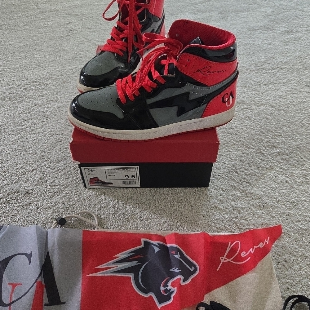 KIY REVES Red and Gray Sneakers Classic High-Tops (Clark Atlanta University)